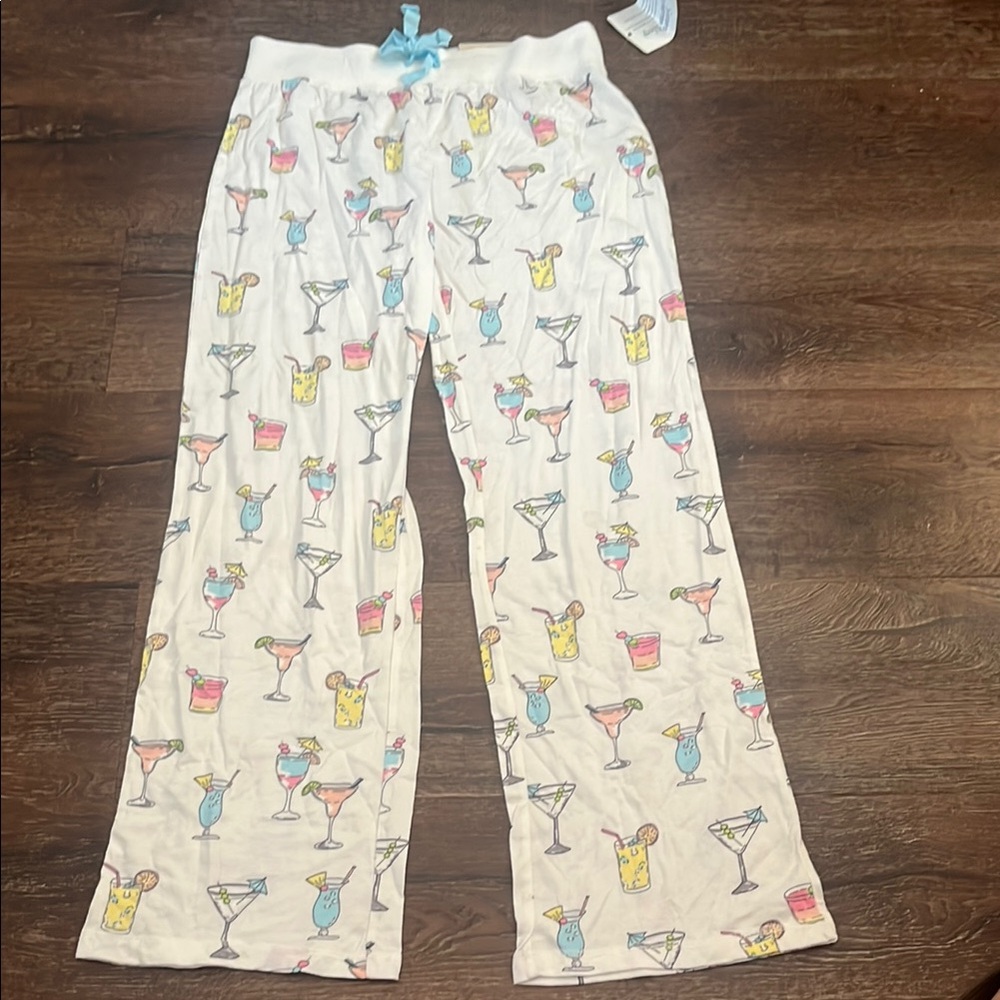 Soft Surrounding Women's White Cocktail Print Pajama Pants NWT SMALL